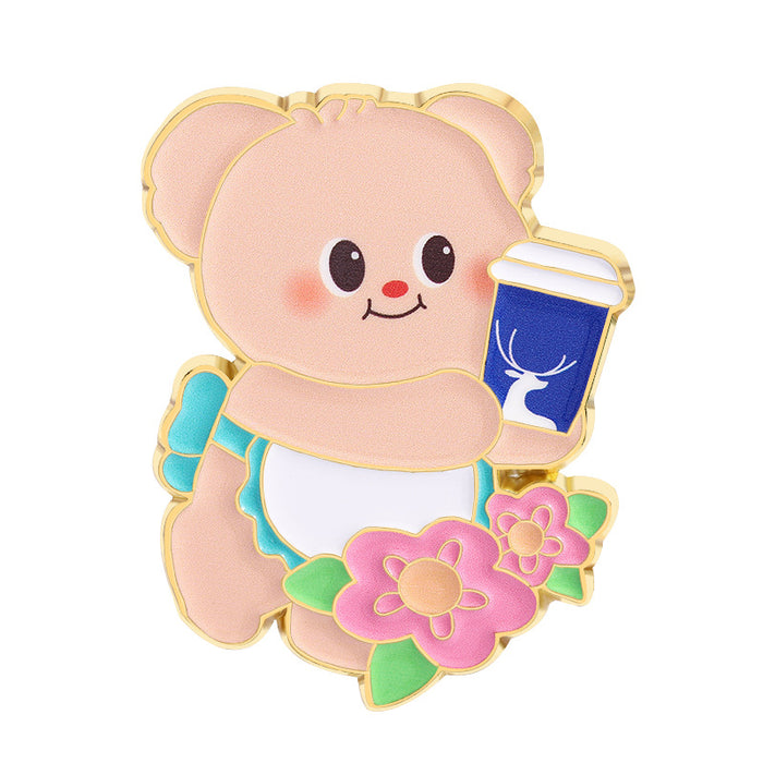 Wholesale Cute Japanese Animal Brooch Pin Bear And Dog Coffee Design Zinc Alloy Fashion Accessory