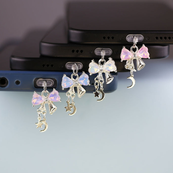 Wholesale Metal heart-shaped flower planet pendant phone dust plug