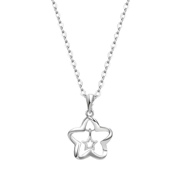 Wholesale New pentagram pendant with niche design, light luxury hollowed out star necklace, sweater, collarbone, necklace