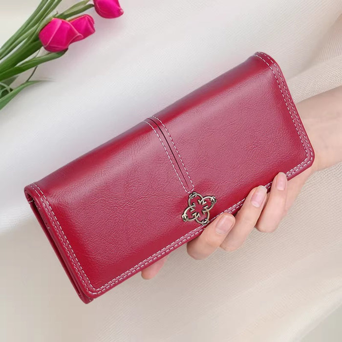 Wholesale Retro Women' s Long PU Wallet Zipper Clutch Fashion Accessory
