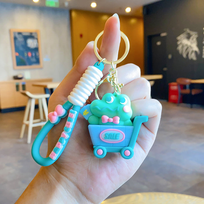 Wholesale Cartoon shopping cart keychain exquisite figurine backpack ornament hanging decoration