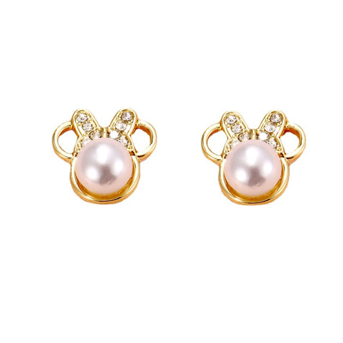 Wholesale Diamond Cute Bow Pearl Earrings JDC-ES-Chuya002