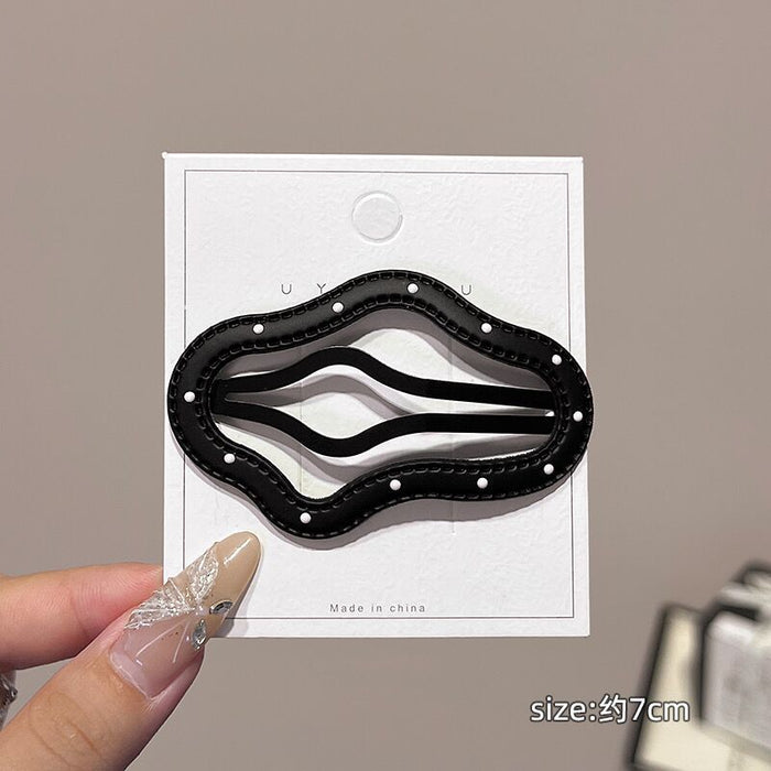 Wholesale Black and White Polka Dot Leather Snap Clips for Kids ( Spring/ Summer)