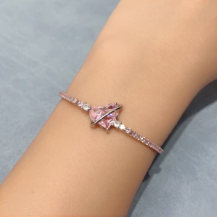 Wholesale Copper Inlaid Zircon Love Bow Bracelet JDC-BT-Bein006