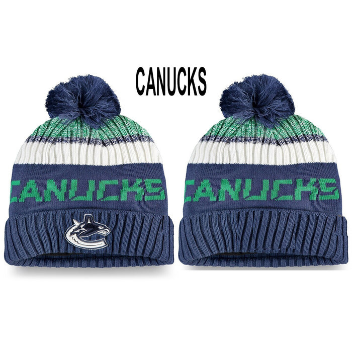 Wholesale Hat wool knit hat embroidery Hockey League hat sports letter flanging warm round hat