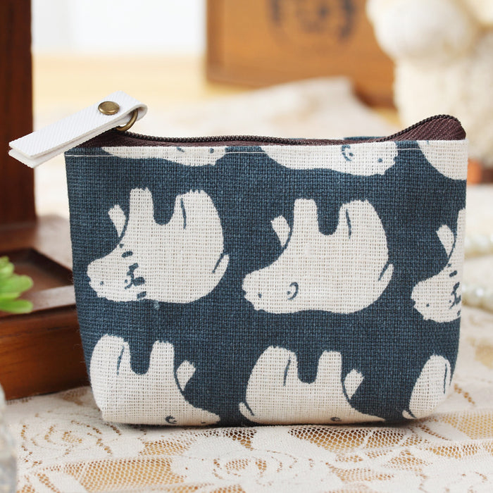 Wholesale Retro coin purse, simple and fashionable canvas cartoon key, cute card bag