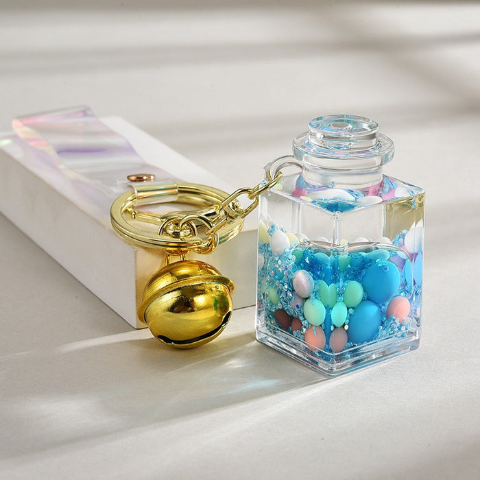 Wholesale Acrylic Bead-Filled Oil Bottle Pendant Keychain