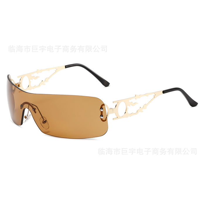 Wholesale New Fashion Sunglasses with Metal Large Frame, Personalized Borderless Integrated Sunglasses