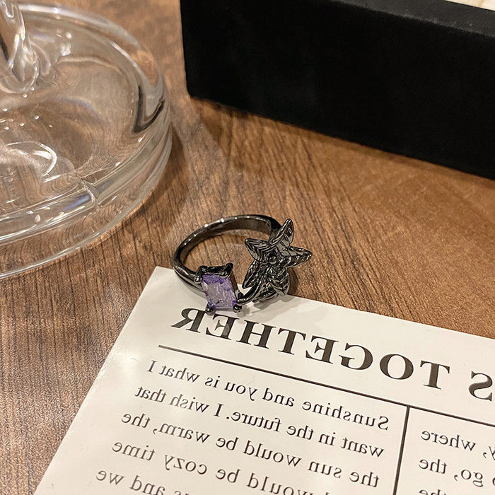 Wholesale Advanced Purple Diamond Series Open Ring Creative, Small and Versatile, Elegant Accessory, Finger Ring