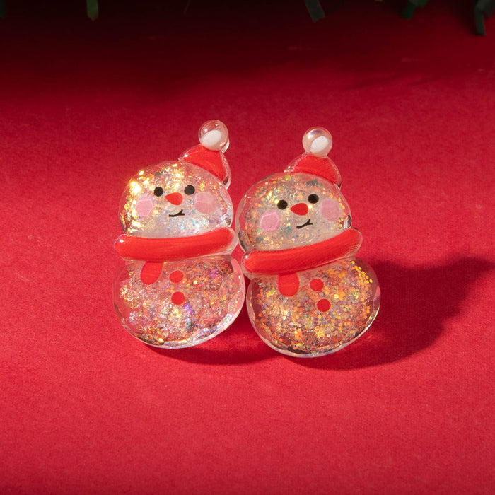 Wholesale Electroplated Resin Christmas Stud Earrings Snowman Santa Tree Fashion Jewelry Accessory Gift MOQ≥2