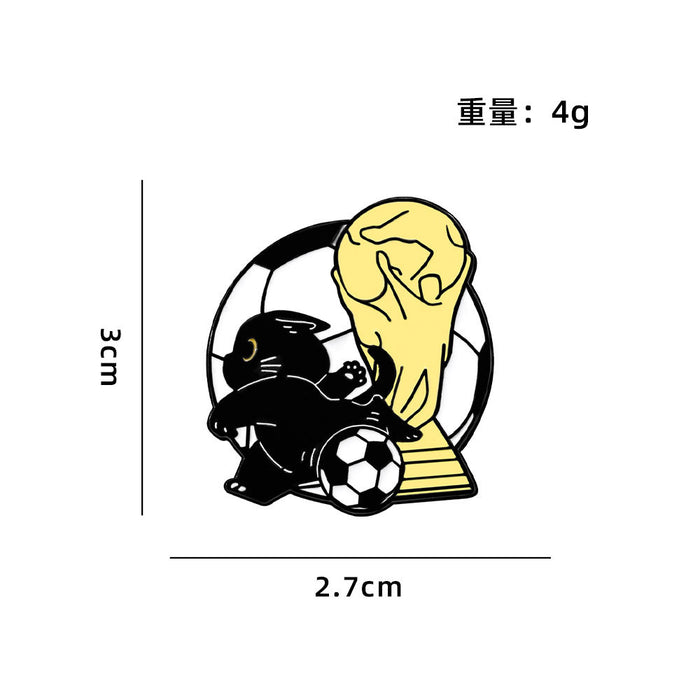 Wholesale Sports Cat Brooch Badge Cute Black Cat Badminton Tennis Football Basketball Schoolbag Decoration Oil-Drip Zinc Alloy