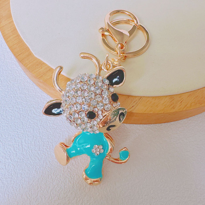 Wholesale Rhinestone Dancing Calf Zinc Alloy Keychain JDC-KC-ZhanLun006