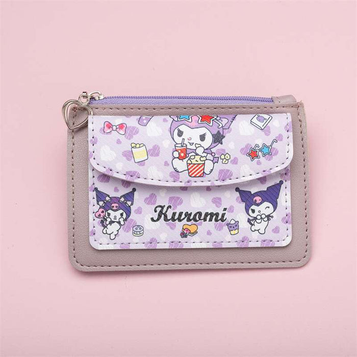 Wholesale PU Card Holder with Cartoon Print Heart Buckle Keychain Trendy Everyday Accessory