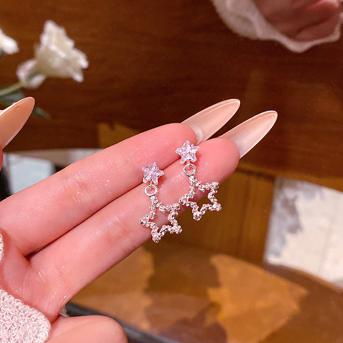 Wholesale Diamond-Encrusted Five-Pointed Star Earring