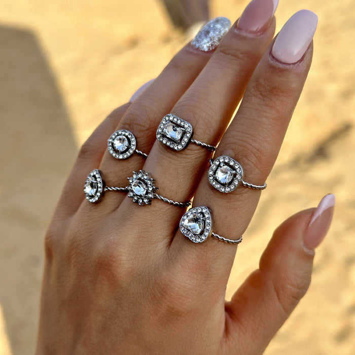 Wholesale stainless steel love diamond adjustable ring sparkling ring