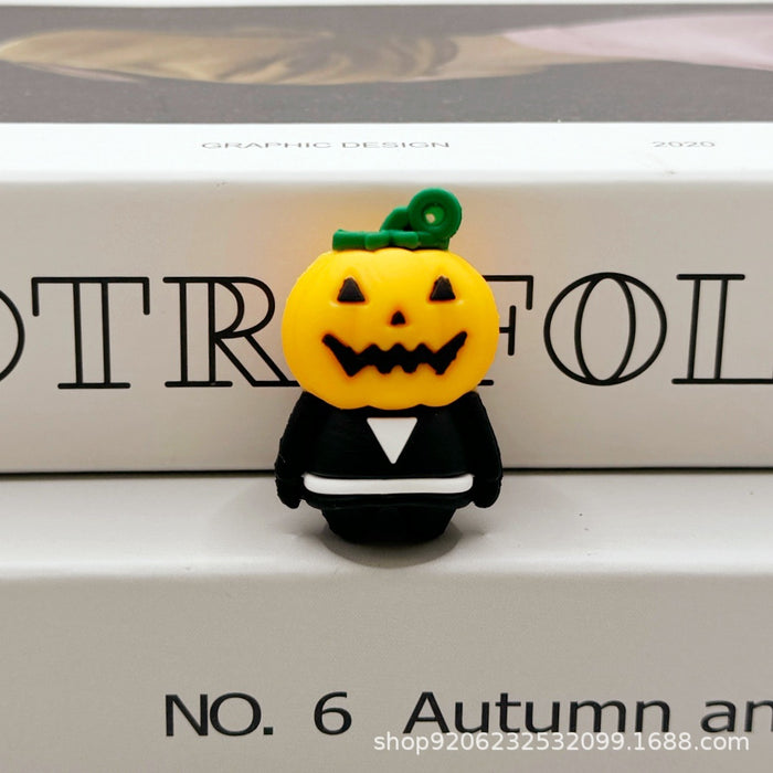 Wholesale Halloween Pumpkin Ghost Keychain Charm Soft Glue Bag Charm Gift MOQ≥2