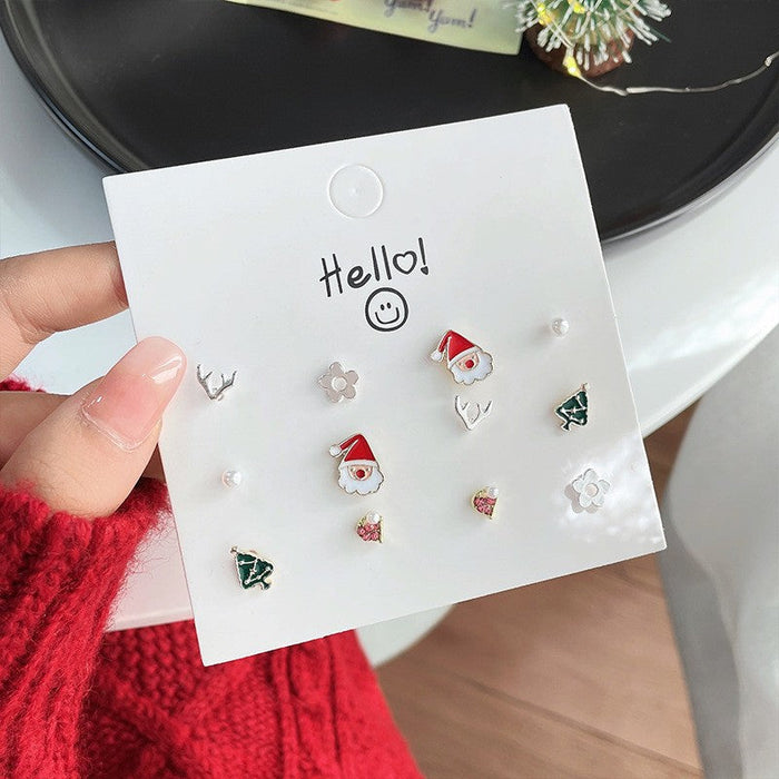 Wholesale Alloy Earrings Christmas Snowflake Elk Set JDC-ES-shuangx004