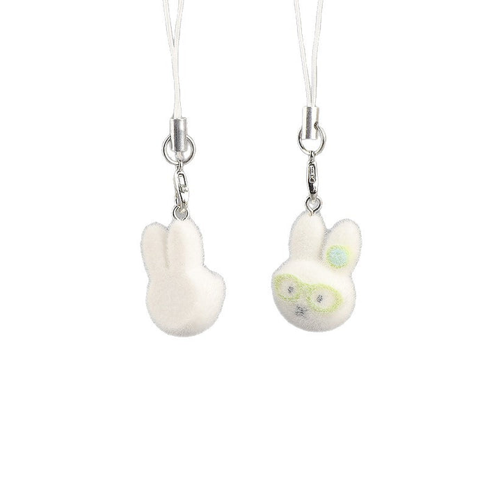 Wholesale DIY Cute Flocked Glasses Bunny Keychain