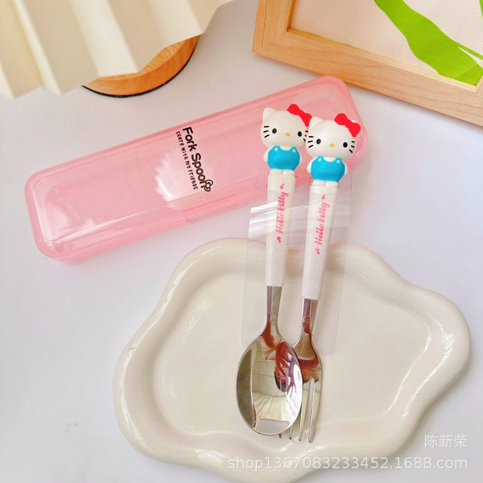 Wholesale Children's Stainless Steel Portable Tableware Set with Silicone Handle JDC-SN-CXR001