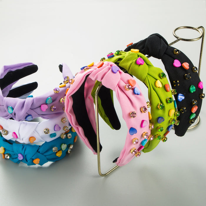 Wholesale Valentine' s Day candy-colored heart-shaped accessory with rhinestones headband