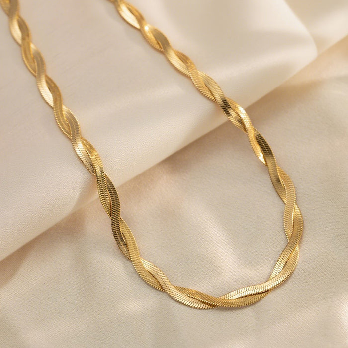 Wholesale 2pcs Simple and stylish  snake chain cross- hop jewelry chain set stainless steel chain necklace