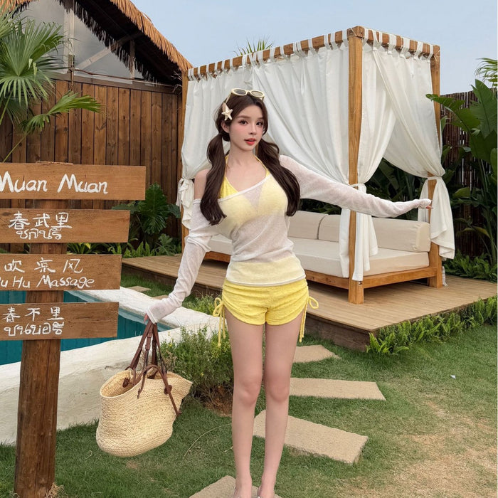 Wholesale New swimsuit with high-end feel, sun protection, long sleeved outer shirt, bikini