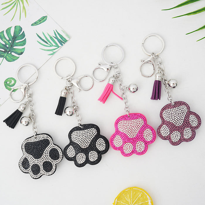 Wholesale Rhinestone Cartoon Bear Paw Keychain