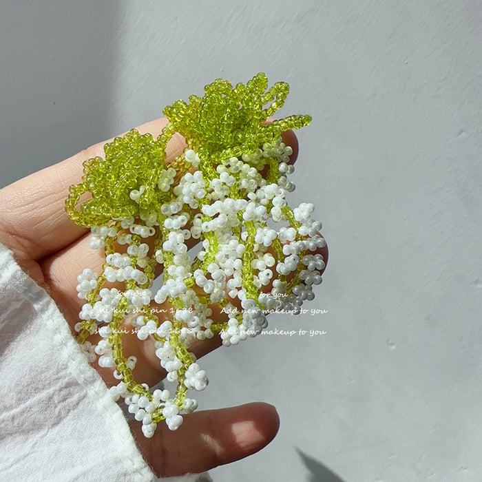 Wholesale Beaded Tassel Flower Sea Waterfall Earrings Women's Handmade Ear Clip
