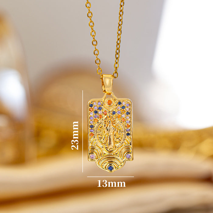 Wholesale Zircon-set cross Titanium steel necklace