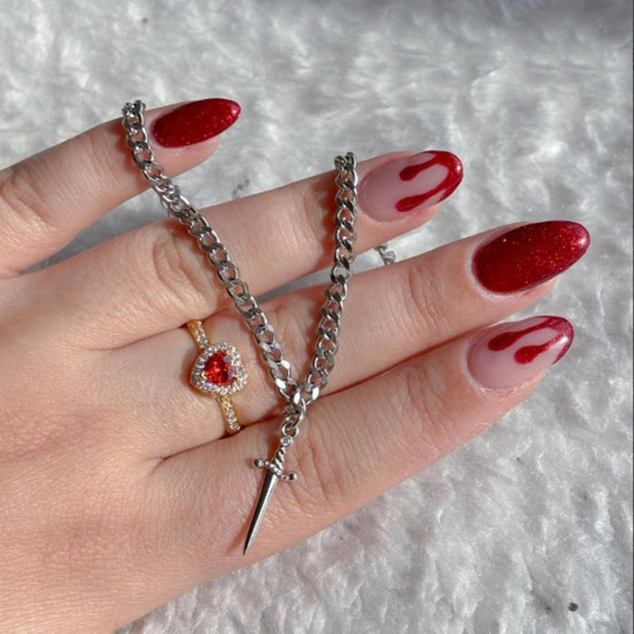 Wholesale one arrow through the heart love dagger sword pendant double love necklace  alloy jewelry