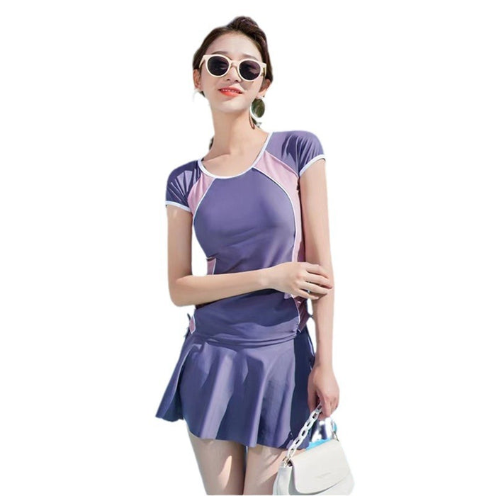 Wholesale Plus size swimsuit women's sports two-piece  casual conservative slimming meat covering hot spring swimsuit