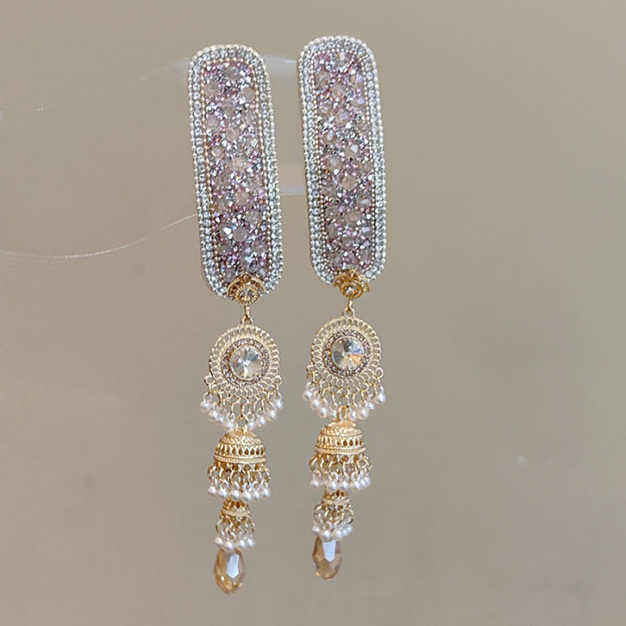 Wholesale women's pink rhinestone tassel hair clip