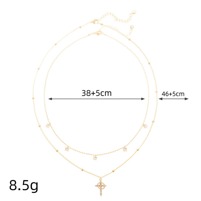 Wholesale New cross necklace with diamonds, fashionable and simple temperament, cross chain lock bone chain