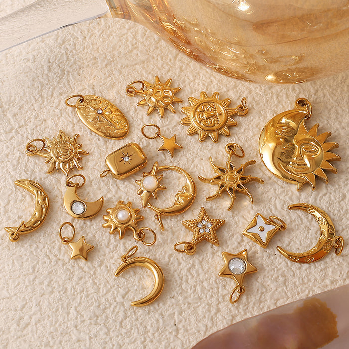 Wholesale Sun and Moon Element Stainless Steel Gold-Plated Pendant