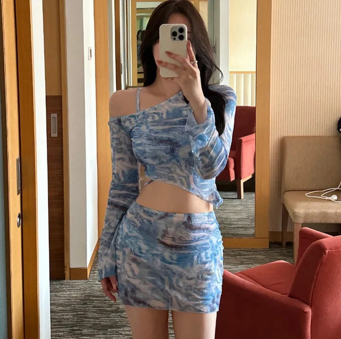 Wholesale Sexy split skirt style four piece swimsuit bikini