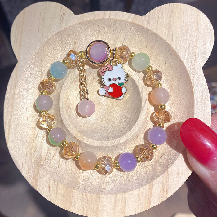 Wholesale Children' s Crystal Beaded Double Color Glaze Bracelet