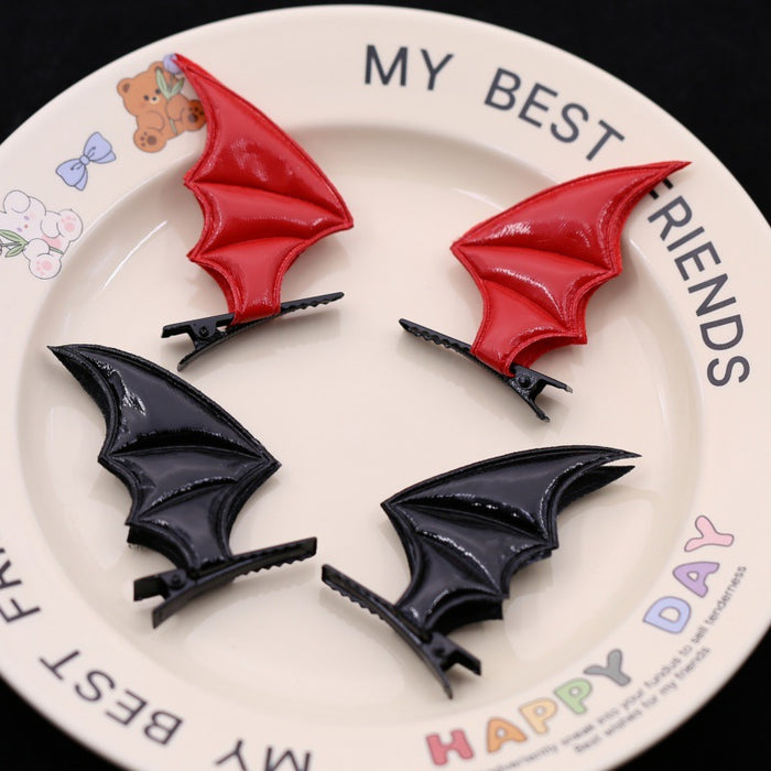 Wholesale Gothic Devil Wings Hair Clip Black Leather Duckbill Clip Lolita Hair Accessory For Party Boutique Resale