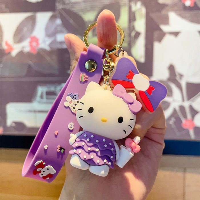 Wholesale Keychain Cartoon Animation PVC Doll Cat Bag Pendant Car Key Ring Creative Gift