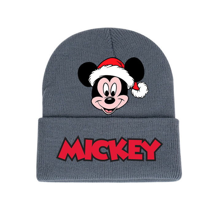 Wholesale Mickey Color Knitted Hat Foreign Trade New Fashion Black Printed Wool Hat Autumn and Winter Warm Ear Protection Hat JDC-FH-WDM013