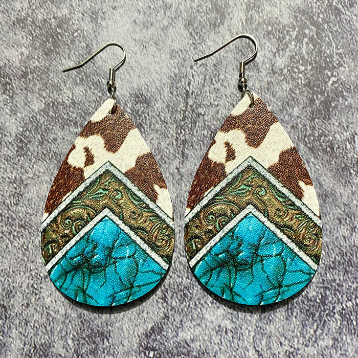 Wholesale Bohemian Western Retro Leather Drop Earrings