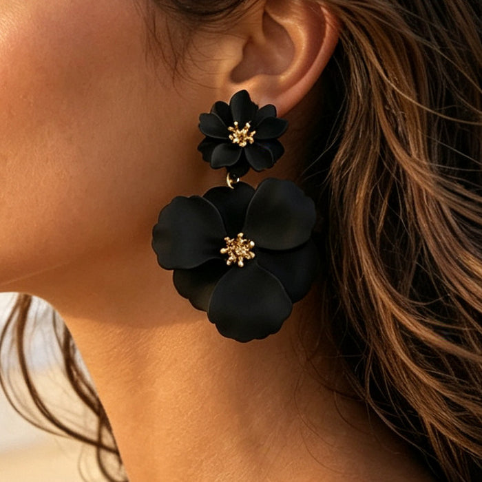 Wholesale Retro Floral Painted Earrings Iron Jewelry Multicolor Gift Boutique Resale MOQ≥5