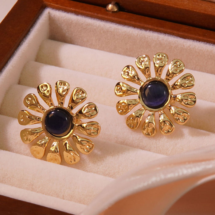 Wholesale Vintage Cat Eye Sunflower Earrings JDC-ES-JW006