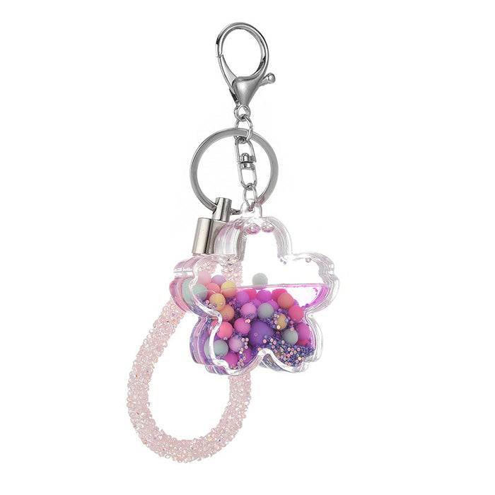 Wholesale Quicksand-Filled Oil Bottle Acrylic Keychain Accessory