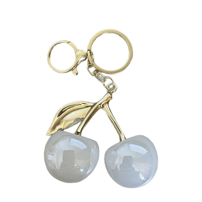 Wholesale Electroplated Cherry Keychain Acrylic Cartoon Pendant Fashion Bag Charm MOQ≥2