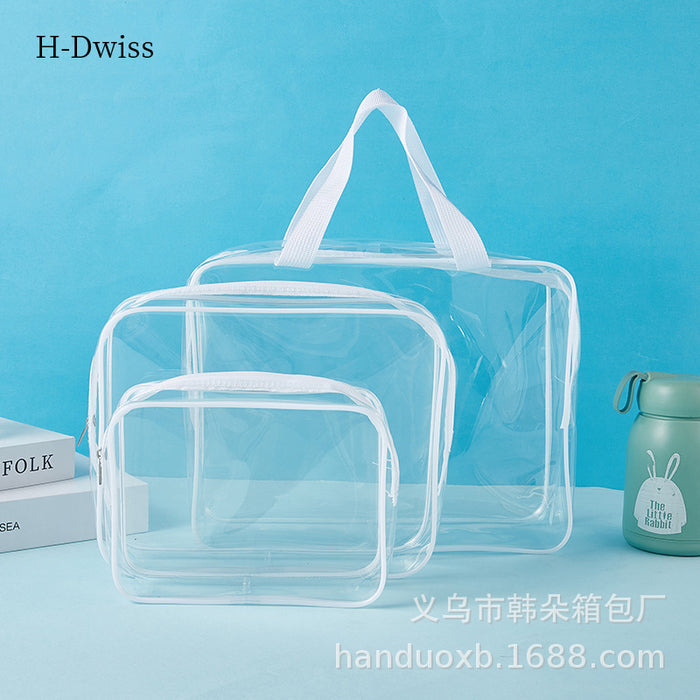 Wholesale PVC Transparent Toiletry Bag Cosmetic Bag Three-piece Set JDC-CB-HanDuo001