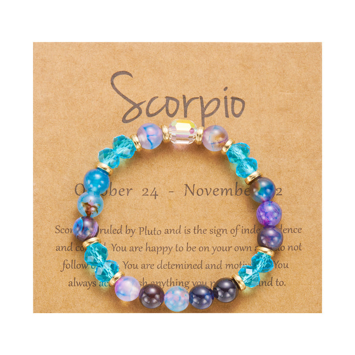 Wholesale twelve constellation bracelet imitation natural stone beaded bracelet color stone constellation paper card bracelet