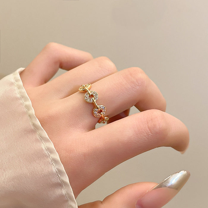 Wholesale Small niche coin ring, female fashion personality design ring, light luxury, versatile, high-end, open mouth food ring