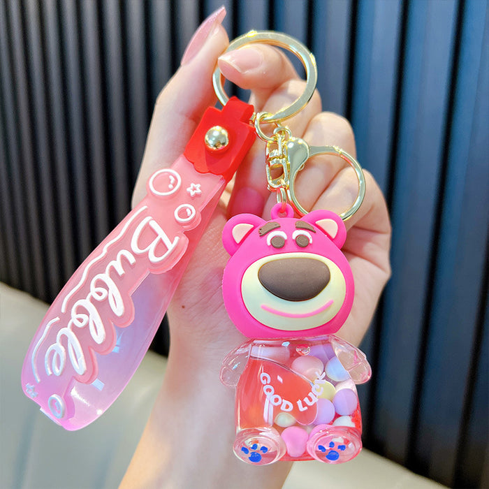 Wholesale Acrylic Cartoon Oil Quicksand Bottle Keychain JDC-KC-WoA044