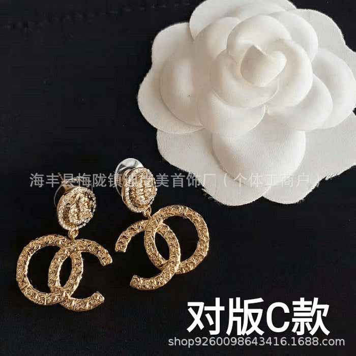 Wholesale Double-C Pearl Earrings 925 Silver Needle Studs