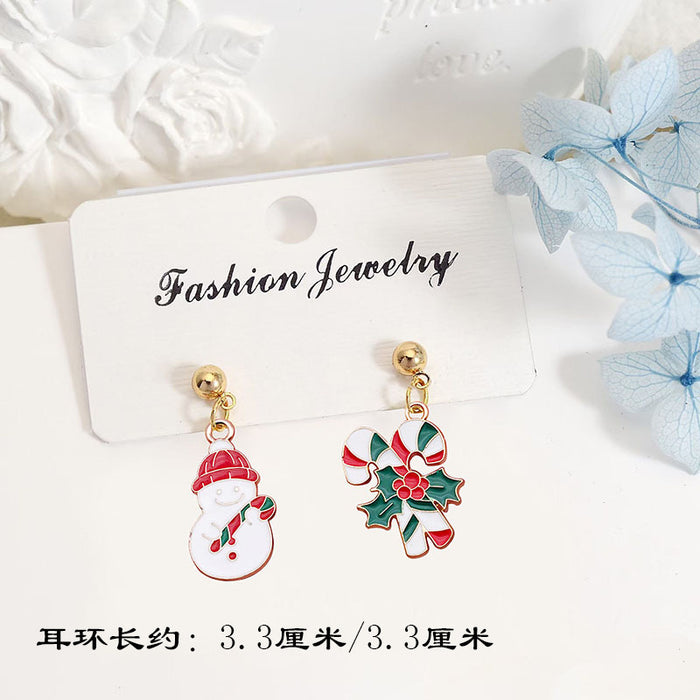 Wholesale Alloy Christmas Earrings Santa Reindeer Bell Pendant Boutique Resale MOQ≥2